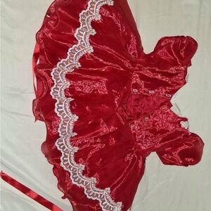 Elegant Red Baby Dress with Lace Trim